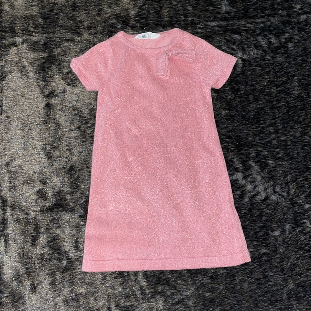 H&M dress with bow size 4 to 6yrs old dusty rose color